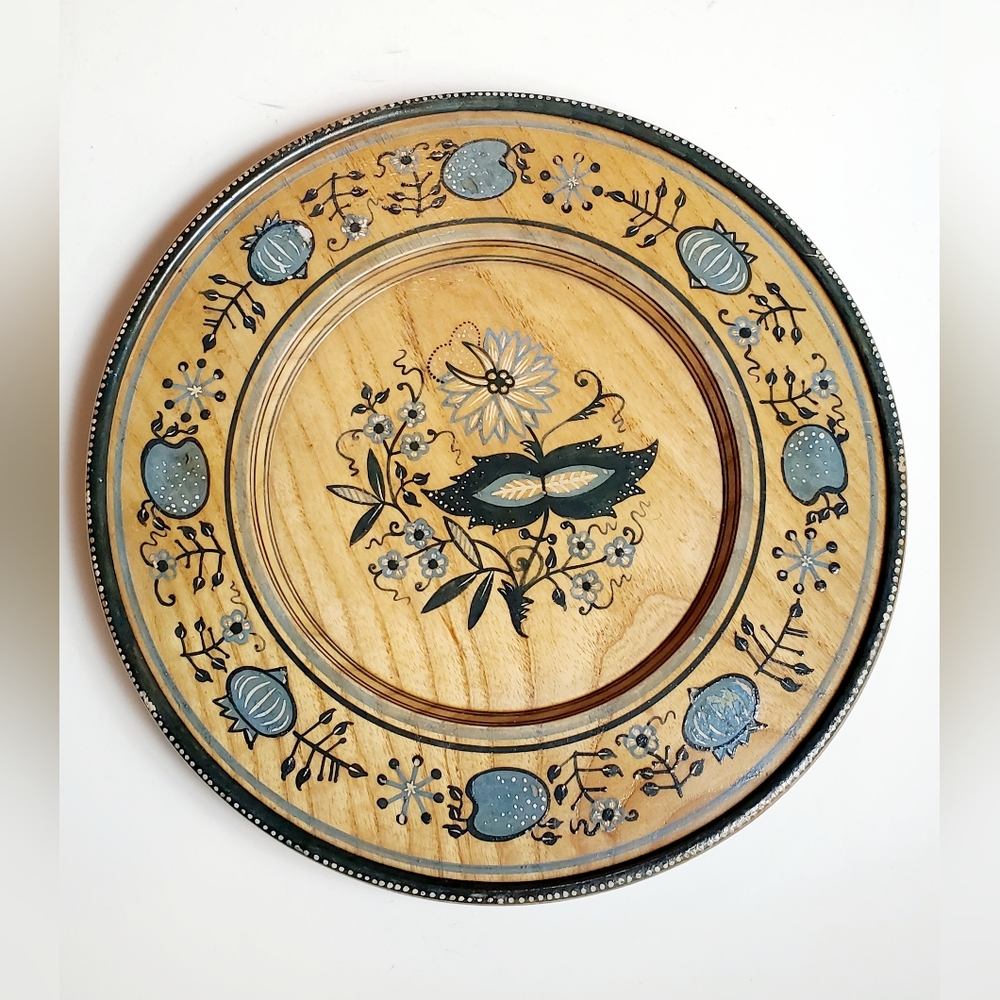 Vintage Cottagecore Handpainted Wooden Plate